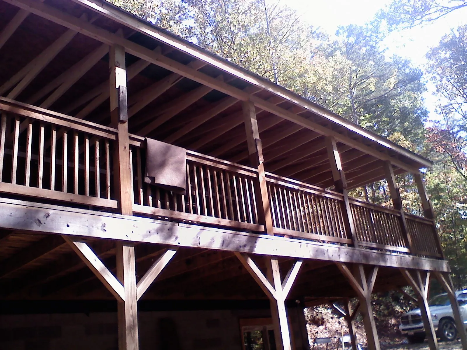 Timber framing under a new elevated porch and deck — Roof Leak Repair in Cranberry by Roofing Brothers